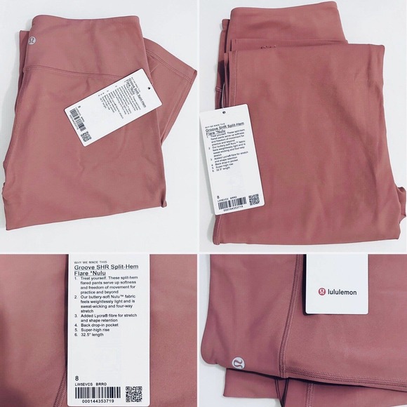 NWT Lululemon [8] Groove SHR Split-Hem Flare Nulu Pant Briar Rose LW5EVCS [$118] - Picture 13 of 16
